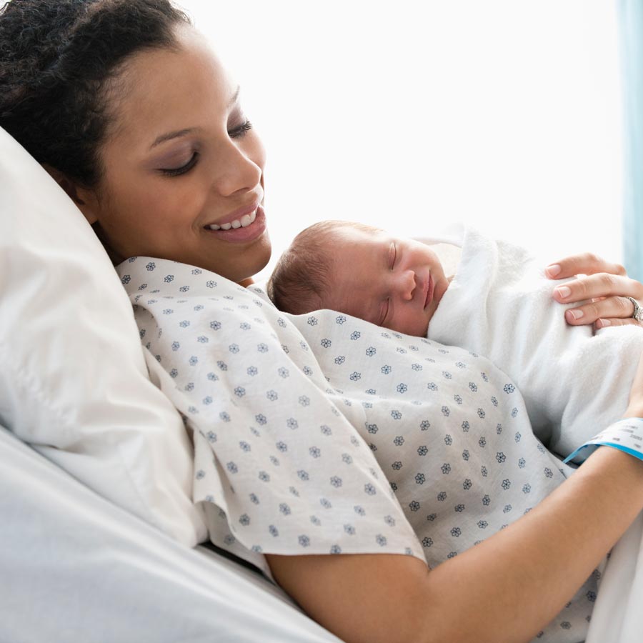 Mother with newborn in hospital