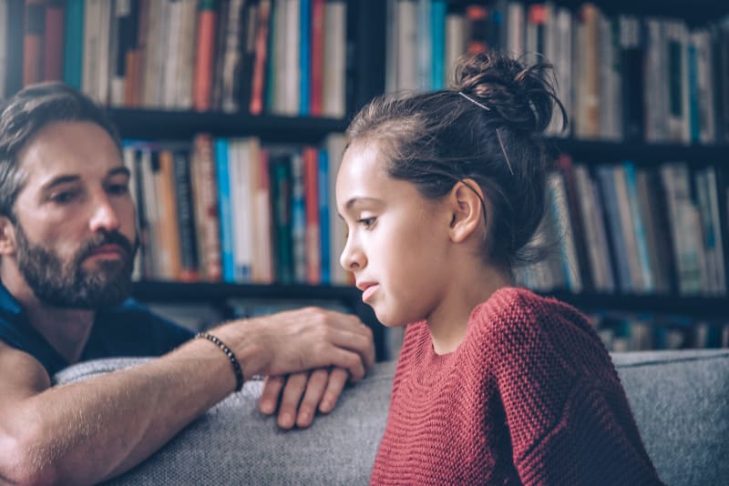 Child talking with parent
